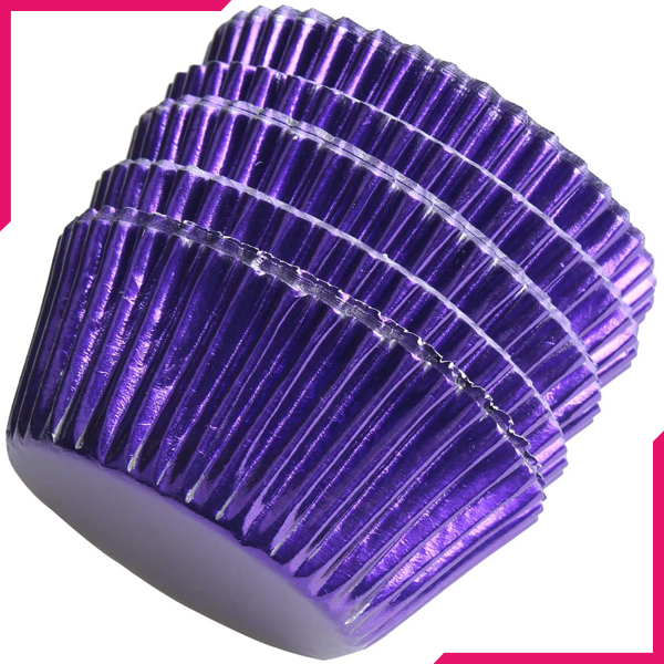 Aluminum Foil Cupcake Liner Purple 100Pcs - bakeware bake house kitchenware bakers supplies baking