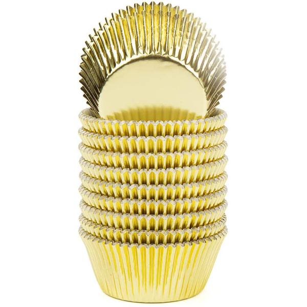 Aluminum Foil Cupcake Liner Golden 100Pcs - bakeware bake house kitchenware bakers supplies baking