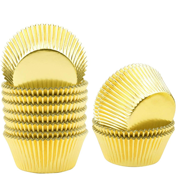 Aluminum Foil Cupcake Liner Golden 100Pcs - bakeware bake house kitchenware bakers supplies baking
