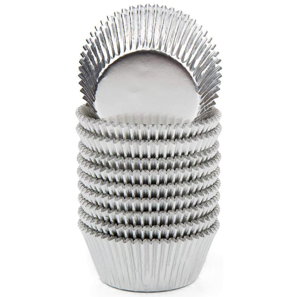 Aluminum Foil Cupcake Liner Silver 100Pcs - bakeware bake house kitchenware bakers supplies baking