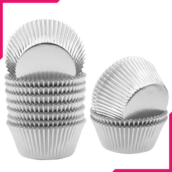Aluminum Foil Cupcake Liner Silver 100Pcs - bakeware bake house kitchenware bakers supplies baking
