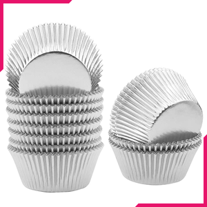 Aluminum Foil Cupcake Liner Silver 100Pcs –