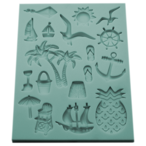 Silicone Fondant Mold Summer Beach Theme - bakeware bake house kitchenware bakers supplies baking