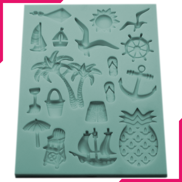 Silicone Fondant Mold Summer Beach Theme - bakeware bake house kitchenware bakers supplies baking