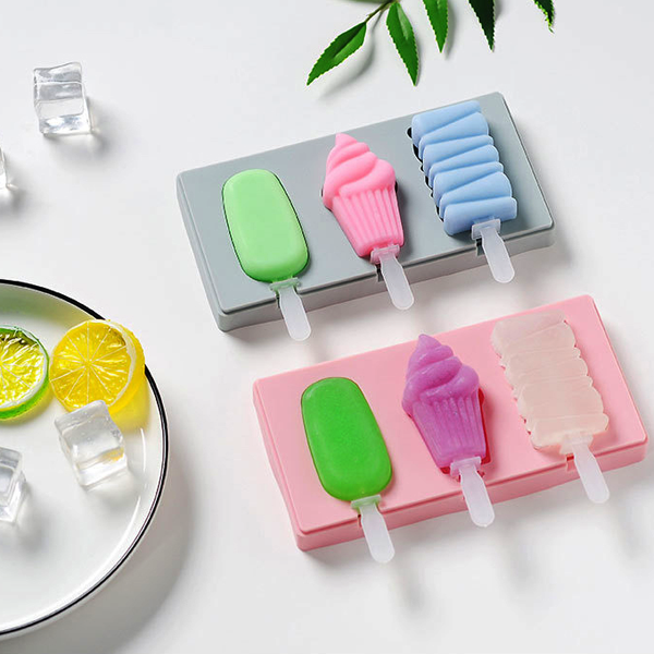 Ice Cream Popsicle Silicone Mold 3 Cavity - bakeware bake house kitchenware bakers supplies baking