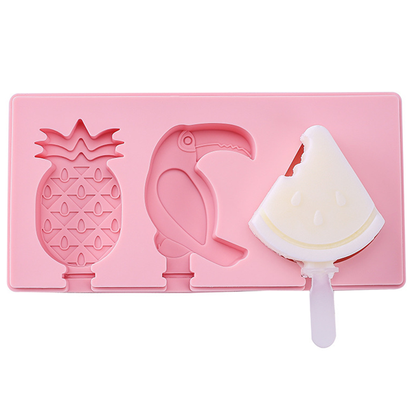 3 Cavity Ice Cream Popsicle Silicone Mold - bakeware bake house kitchenware bakers supplies baking