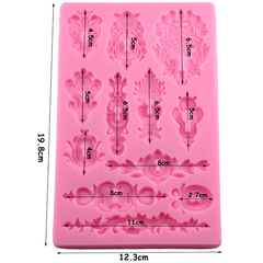 Damask Pattern Silicone Fondant Mold - bakeware bake house kitchenware bakers supplies baking