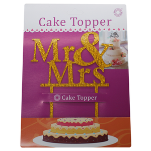 Mr And Mrs Cake Topper Golden - bakeware bake house kitchenware bakers supplies baking