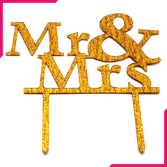 Mr And Mrs Cake Topper Golden - bakeware bake house kitchenware bakers supplies baking