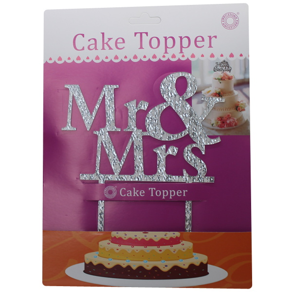 Mr And Mrs Cake Topper Silver - bakeware bake house kitchenware bakers supplies baking