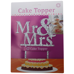 Mr And Mrs Cake Topper Silver - bakeware bake house kitchenware bakers supplies baking