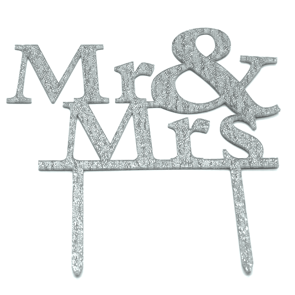Mr And Mrs Cake Topper Silver - bakeware bake house kitchenware bakers supplies baking
