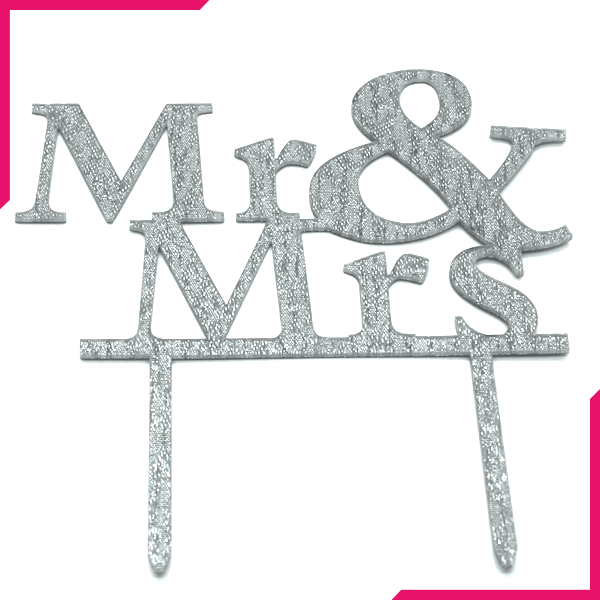 Mr And Mrs Cake Topper Silver - bakeware bake house kitchenware bakers supplies baking