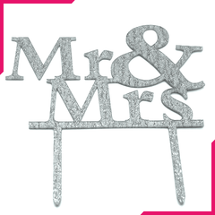 Mr And Mrs Cake Topper Silver - bakeware bake house kitchenware bakers supplies baking