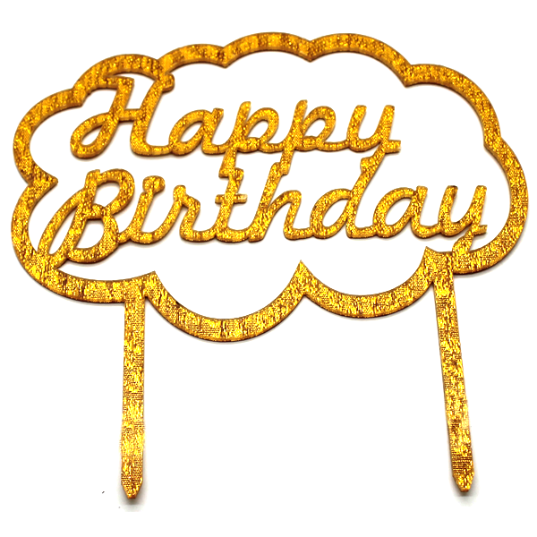 Happy Birthday Cake Topper Golden - bakeware bake house kitchenware bakers supplies baking