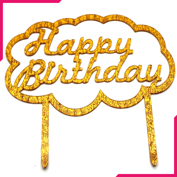 Happy Birthday Cake Topper Golden - bakeware bake house kitchenware bakers supplies baking