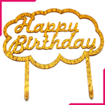 Happy Birthday Cake Topper Golden - bakeware bake house kitchenware bakers supplies baking