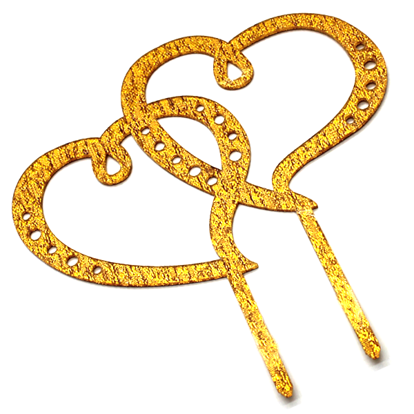 Double Hearts Cake Topper Golden - bakeware bake house kitchenware bakers supplies baking