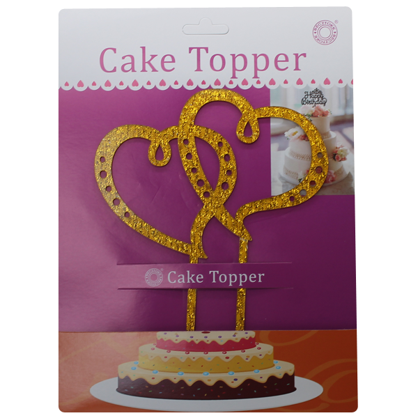 Double Hearts Cake Topper Golden - bakeware bake house kitchenware bakers supplies baking