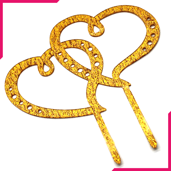 Double Hearts Cake Topper Golden - bakeware bake house kitchenware bakers supplies baking