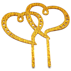 Double Hearts Cake Topper Golden - bakeware bake house kitchenware bakers supplies baking