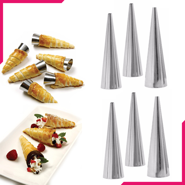 Stainless Steel Cream Roll Cones 6 Pcs - bakeware bake house kitchenware bakers supplies baking