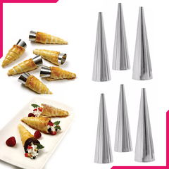 Stainless Steel Cream Roll Cones 6 Pcs - bakeware bake house kitchenware bakers supplies baking