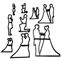 9Pcs Plastic Wedding Bride Groom DIY Cookie Cutter - bakeware bake house kitchenware bakers supplies baking