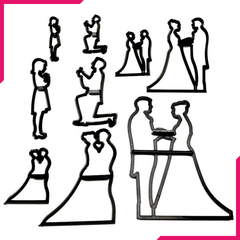 9Pcs Plastic Wedding Bride Groom DIY Cookie Cutter - bakeware bake house kitchenware bakers supplies baking
