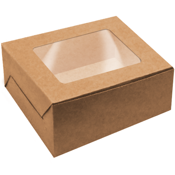 Brown Cake Box with Window - bakeware bake house kitchenware bakers supplies baking