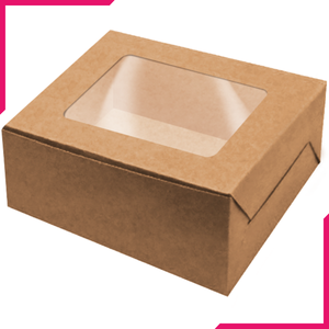 Brown Cake Box with Window - bakeware bake house kitchenware bakers supplies baking