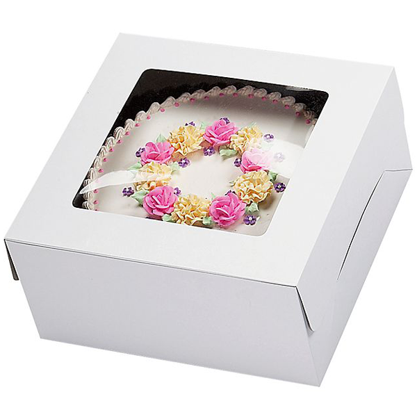 White Cake Box with Window - bakeware bake house kitchenware bakers supplies baking