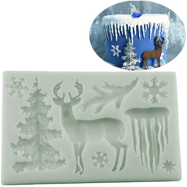 Christmas Deer Silicone Snowflake Ice Mold - bakeware bake house kitchenware bakers supplies baking