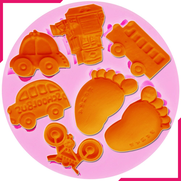 Silicone Fondant Mold Bus Bike Train Feet - bakeware bake house kitchenware bakers supplies baking