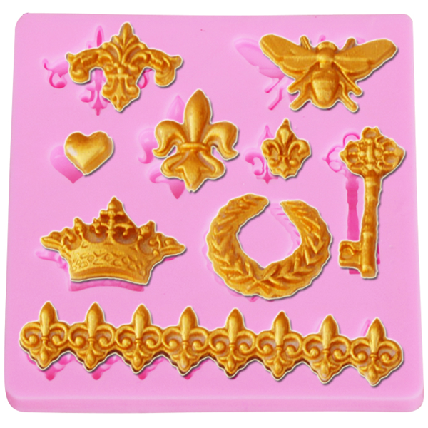 Silicone Mold Bee Crown Key Heart - bakeware bake house kitchenware bakers supplies baking