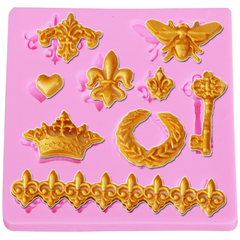 Silicone Mold Bee Crown Key Heart - bakeware bake house kitchenware bakers supplies baking