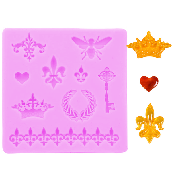 Silicone Mold Bee Crown Key Heart - bakeware bake house kitchenware bakers supplies baking