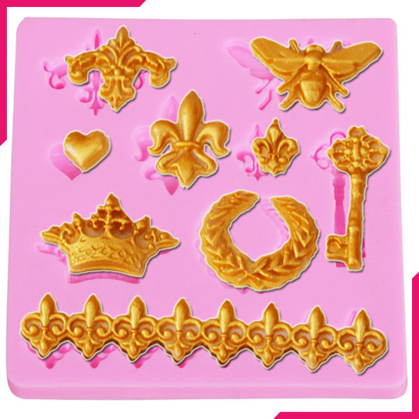 Silicone Mold Bee Crown Key Heart - bakeware bake house kitchenware bakers supplies baking