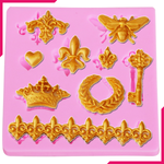 Silicone Mold Bee Crown Key Heart - bakeware bake house kitchenware bakers supplies baking