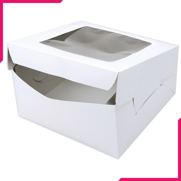 White Bakery Box With Window - bakeware bake house kitchenware bakers supplies baking