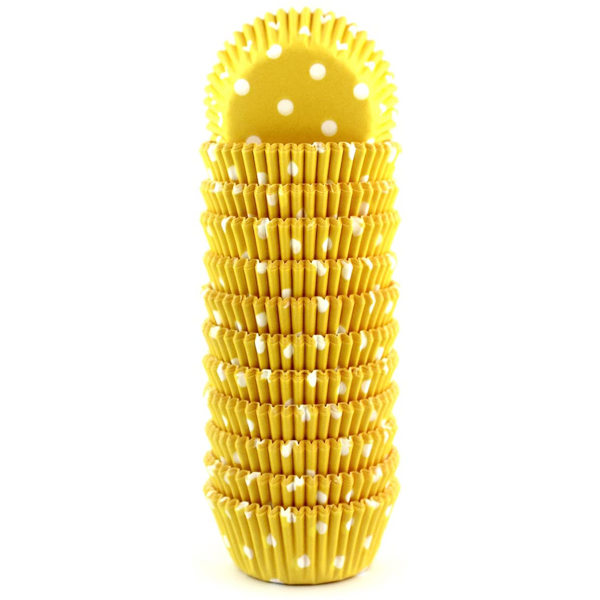 Yellow Dot Mini Cupcake Liners 200pcs - bakeware bake house kitchenware bakers supplies baking