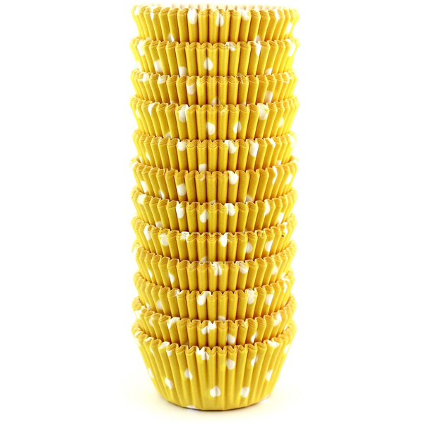 Yellow Dot Mini Cupcake Liners 200pcs - bakeware bake house kitchenware bakers supplies baking