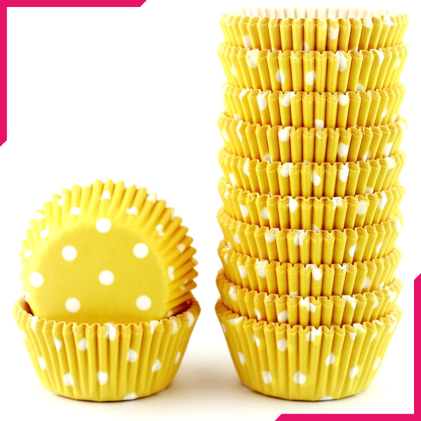 Yellow Dot Mini Cupcake Liners 200pcs - bakeware bake house kitchenware bakers supplies baking