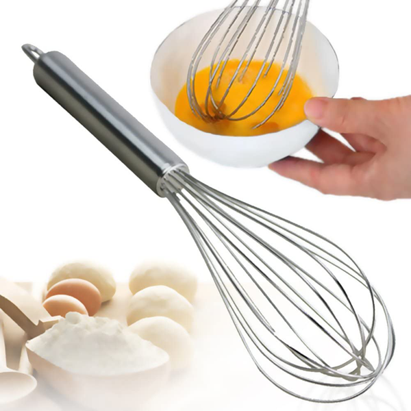 Chef Aid 2 Stainless Steel Mini Whisks, Silver, Small Hand Whisks for Mixing, Whipping & Blending
