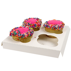 White Cupcake Box - 4 Cavity - bakeware bake house kitchenware bakers supplies baking