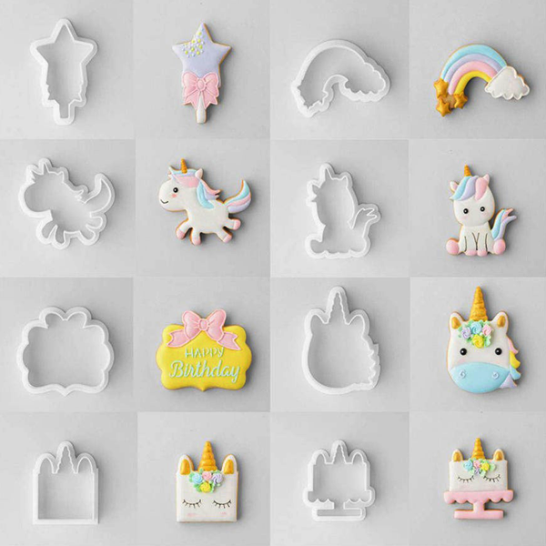 Plastic Unicorn Cookie Cutter Set - bakeware bake house kitchenware bakers supplies baking