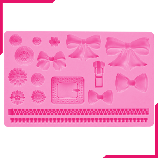 Silicone Fondant Gumpaste Mold, Bows & Buttons - bakeware bake house kitchenware bakers supplies baking