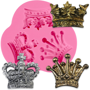3D Crown Silicone Mold 3 Cavity - bakeware bake house kitchenware bakers supplies baking