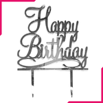 Cake Topper Happy Birthday Silver - bakeware bake house kitchenware bakers supplies baking