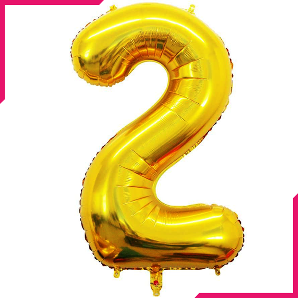 Golden Foil Balloon Number 2 - bakeware bake house kitchenware bakers supplies baking